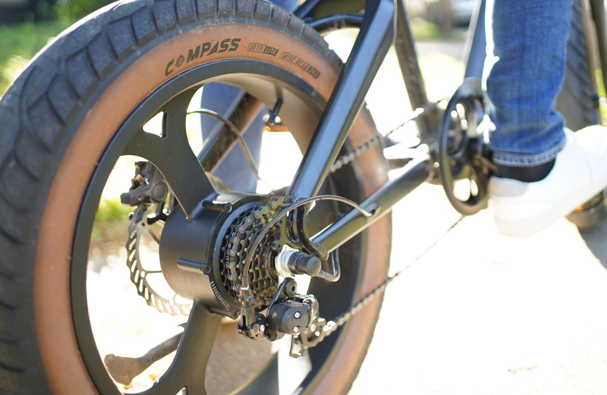 Person test riding an Emerald Ebike
