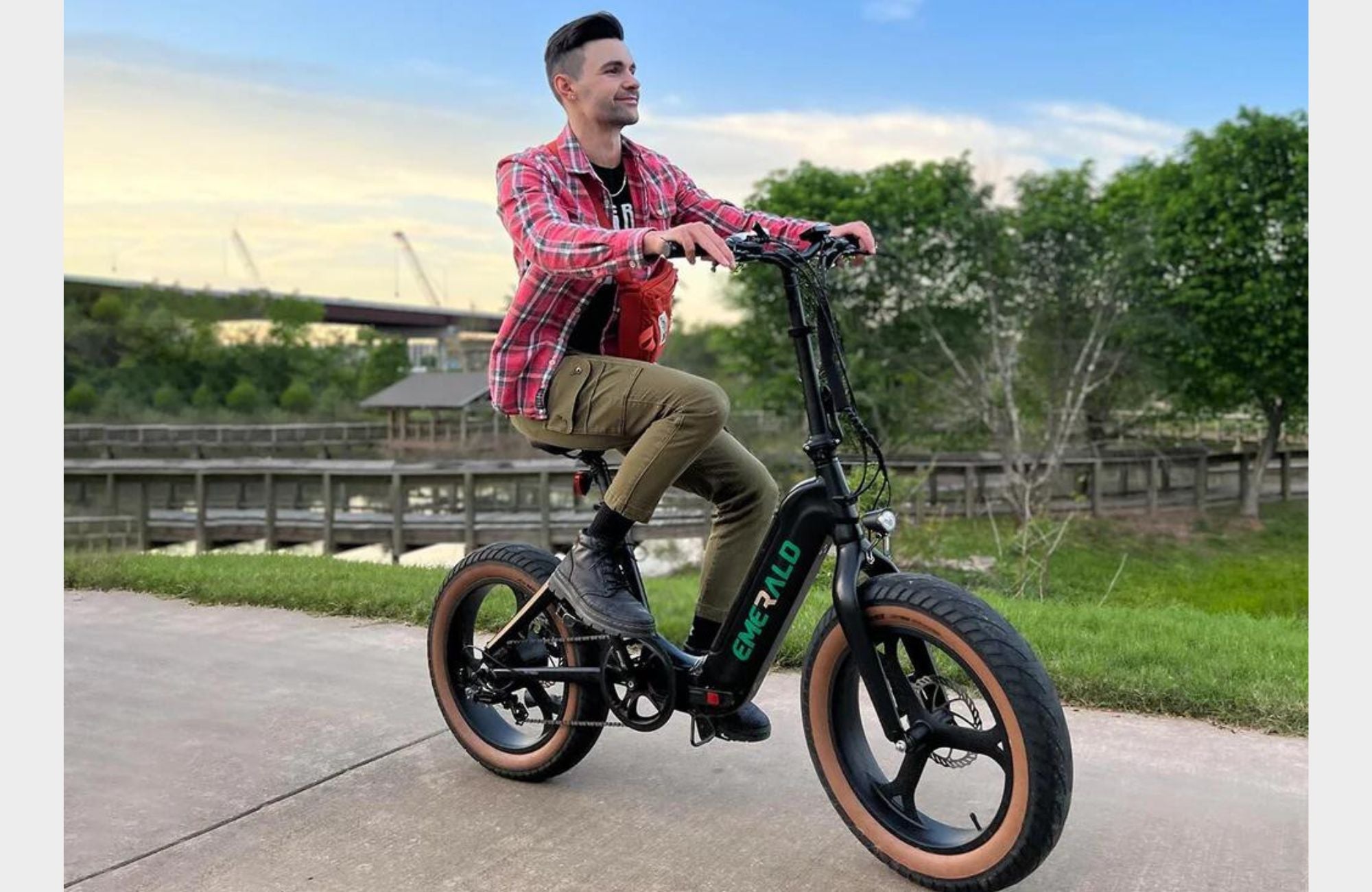 Man riding Emerald Ebike during summertime