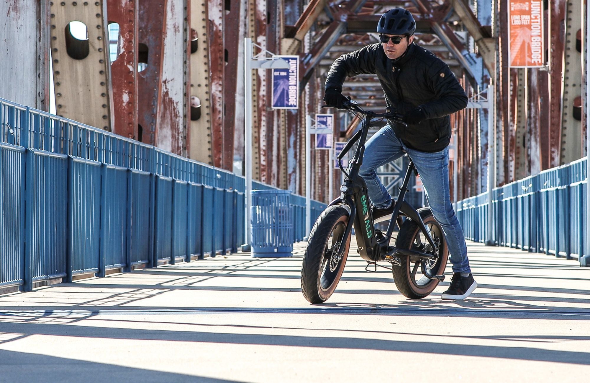 Man riding Emerald Ebike in the fall