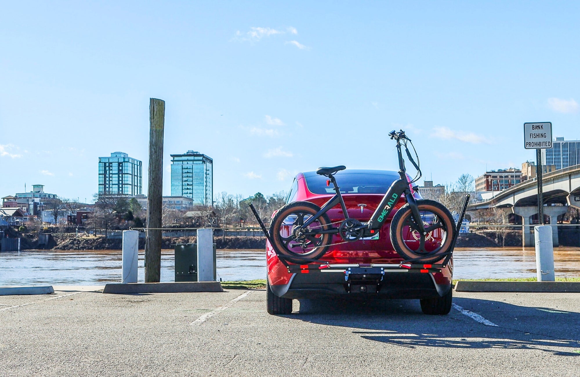 Ebike secured on the back of a vehicle
