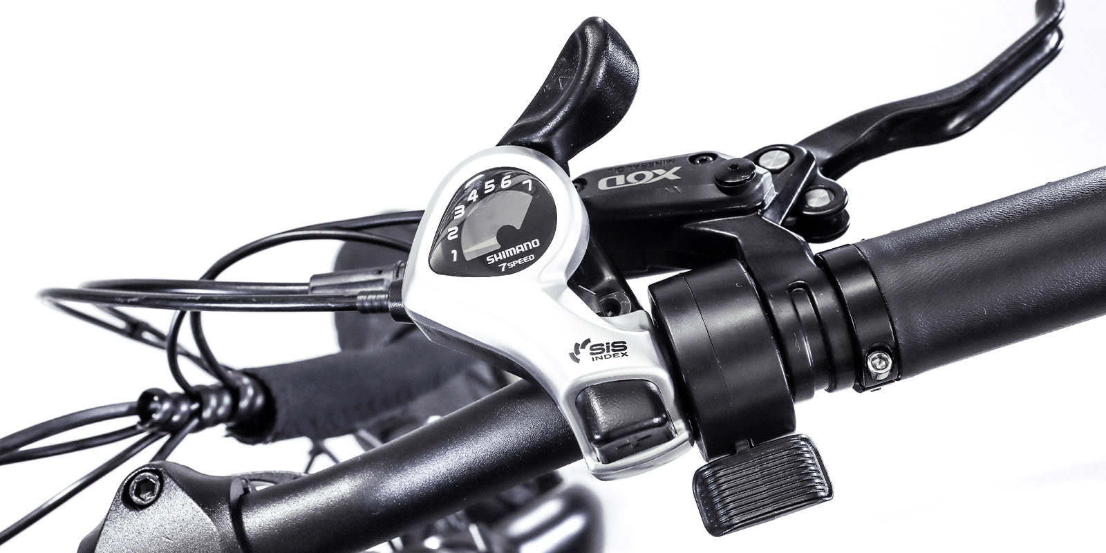 Showing off the Emerald ebike's throttle.