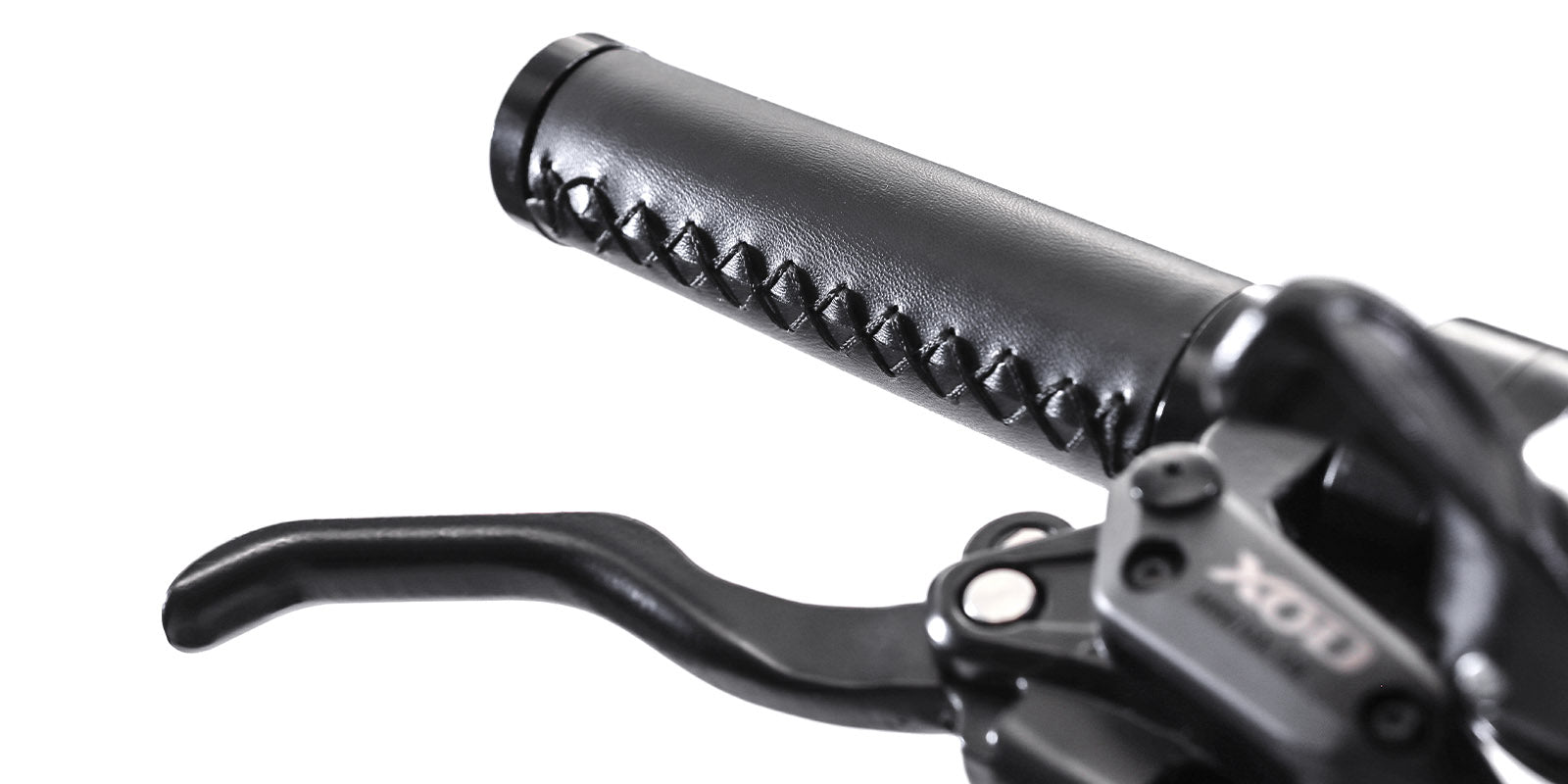 Showing off the Emerald ebike's leather grips