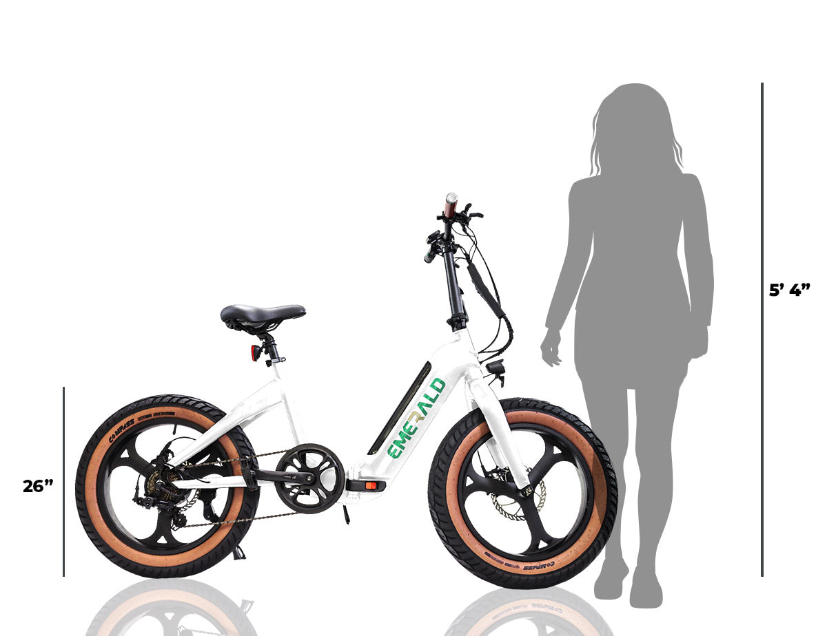 Emerald Ebike size comparison with a female