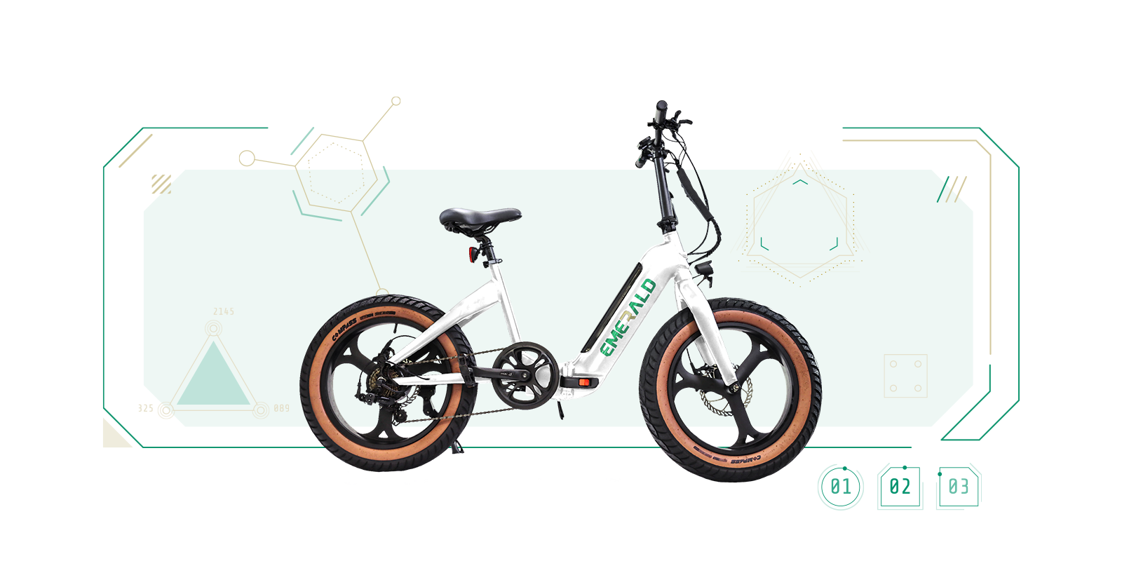 The emerald fold white ebike 